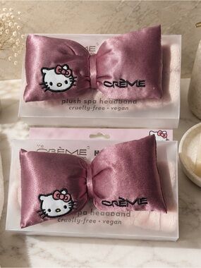 2 soft Plush Spa Headband Sanrio Creme shop cute Hello Kitty pink BOGO feminine